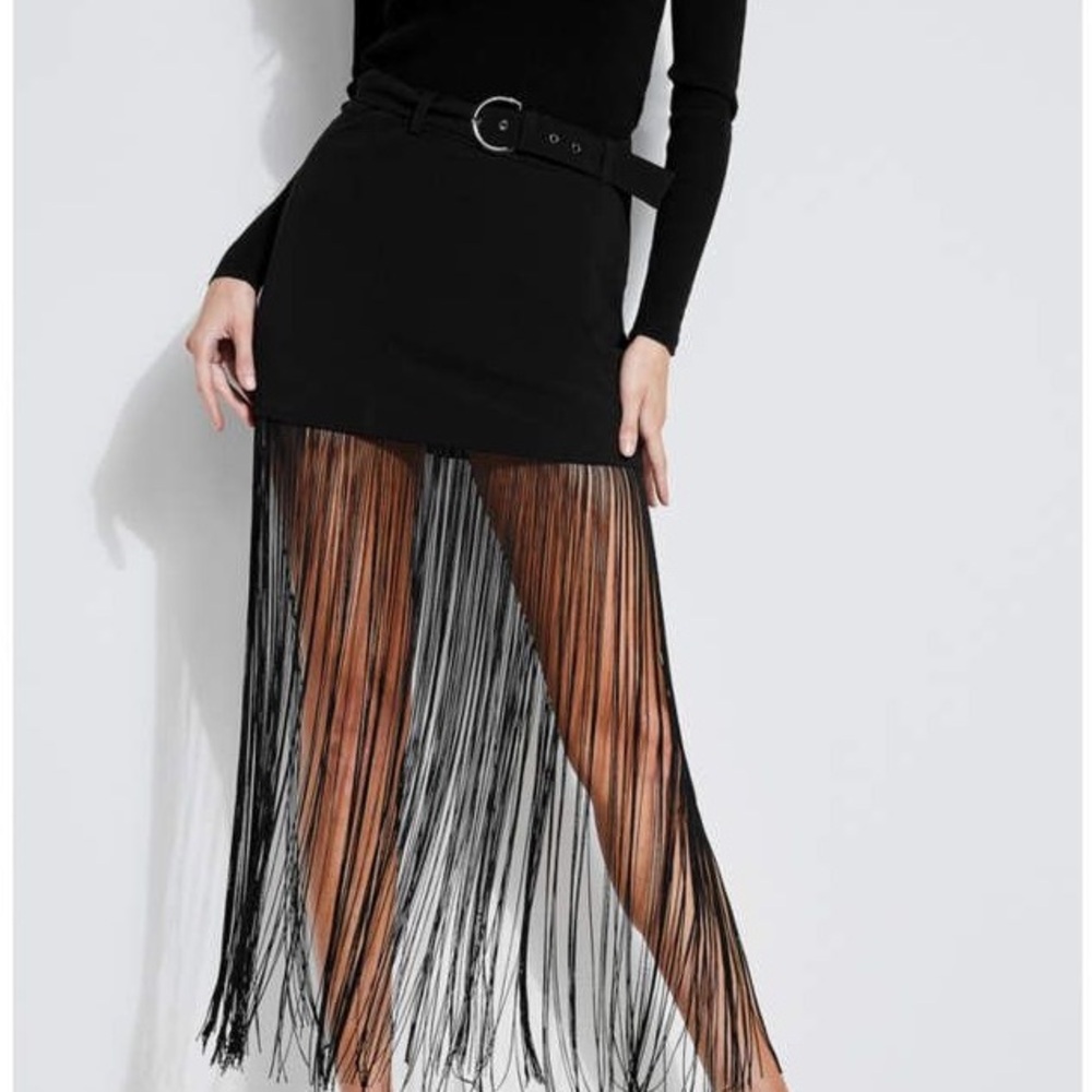 Guess Black Fringe Skirt